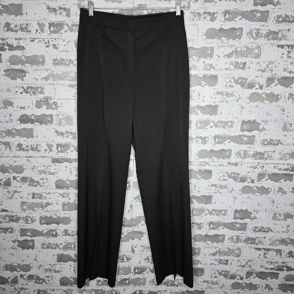 Escada Dress Pants Womens EU40 USA 12 Long Brown Wool Stretch Relaxed Leg Flare